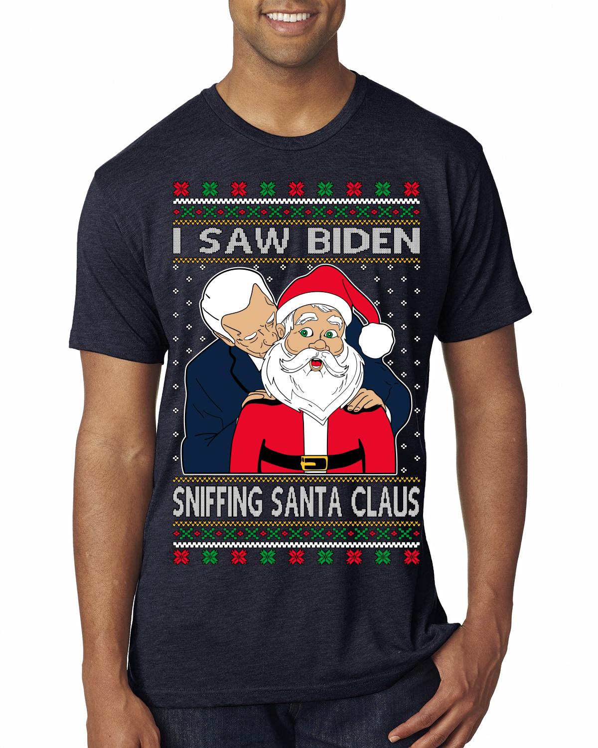 Camiseta I Saw Biden Sniffing Santa Claus Hombres Premium Tri Mezcla - Imagen 8 de 17