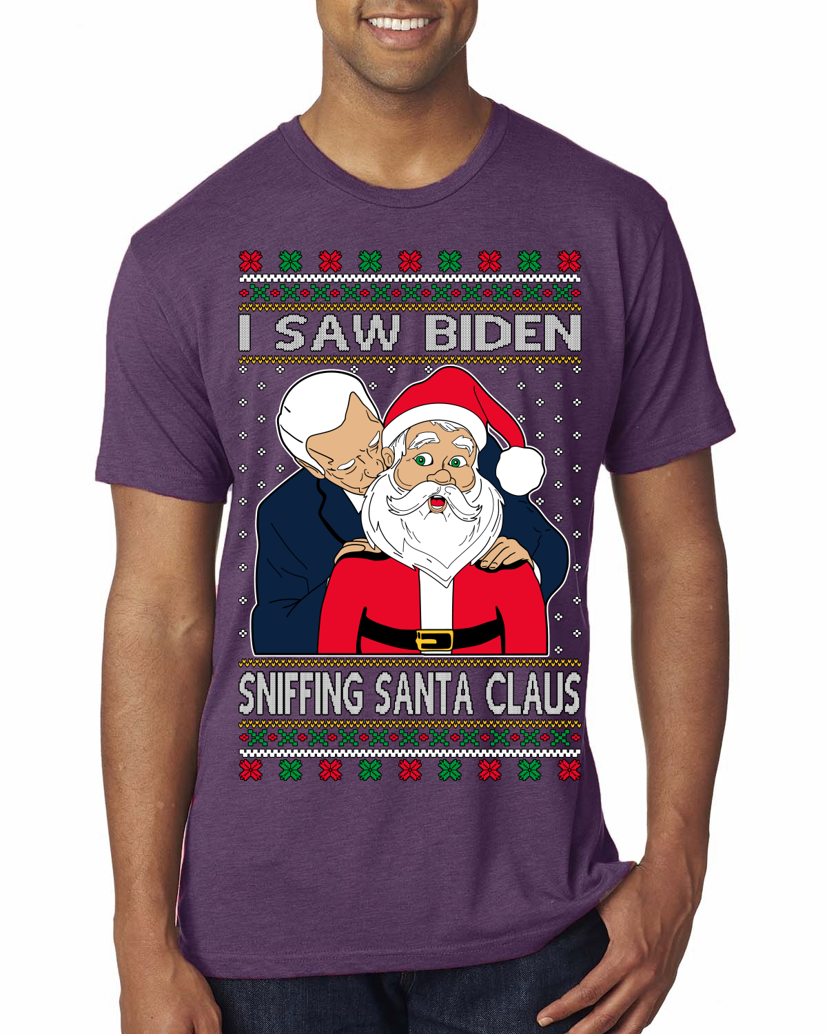 Camiseta I Saw Biden Sniffing Santa Claus Hombres Premium Tri Mezcla - Imagen 9 de 17