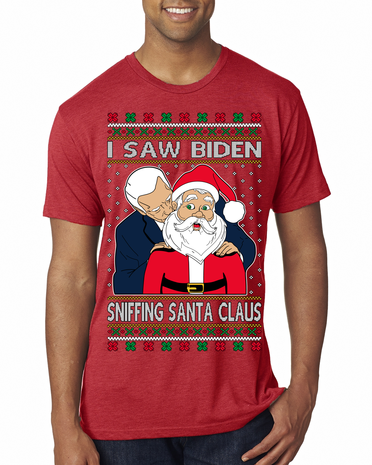 Camiseta I Saw Biden Sniffing Santa Claus Hombres Premium Tri Mezcla - Imagen 10 de 17