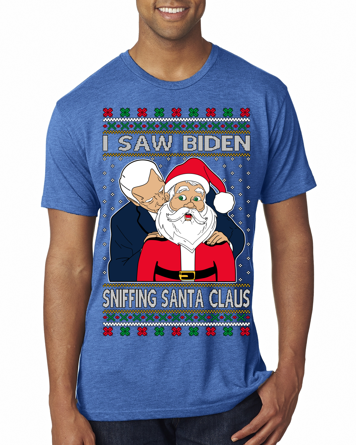 Camiseta I Saw Biden Sniffing Santa Claus Hombres Premium Tri Mezcla - Imagen 11 de 17