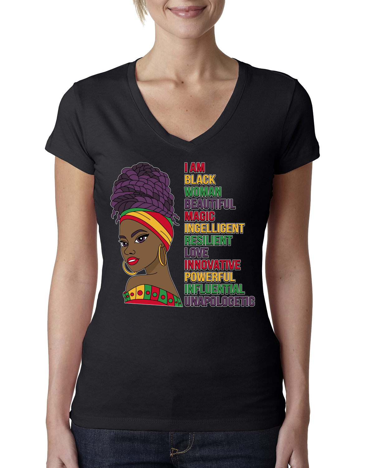 Black History Is My History African American Pride Women Junior Fit V-Neck Tee