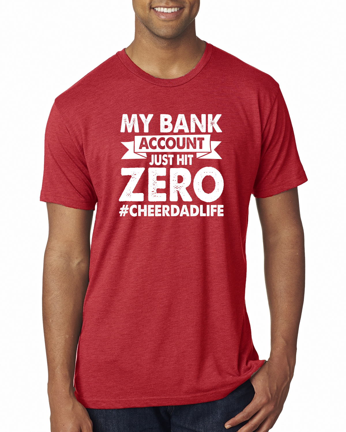 Camiseta Cheer Dad My Bank Account Just Hit Zero Humor Hombres Premium Tri Mezcla - Imagen 10 de 17
