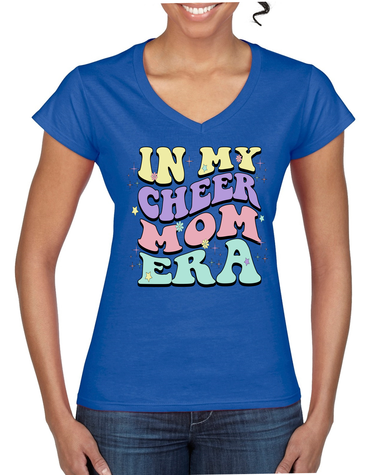 Cheer Mom Era Women Standard V-Neck Tee - Picture 5 of 5