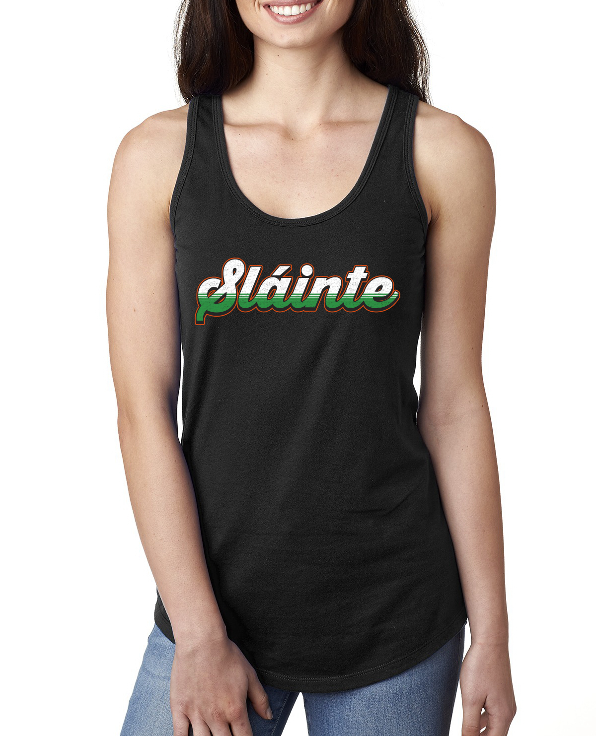 Slainte Vintage Irish Wordmark Ladies Racerback Tank Top - Picture 2 of 5