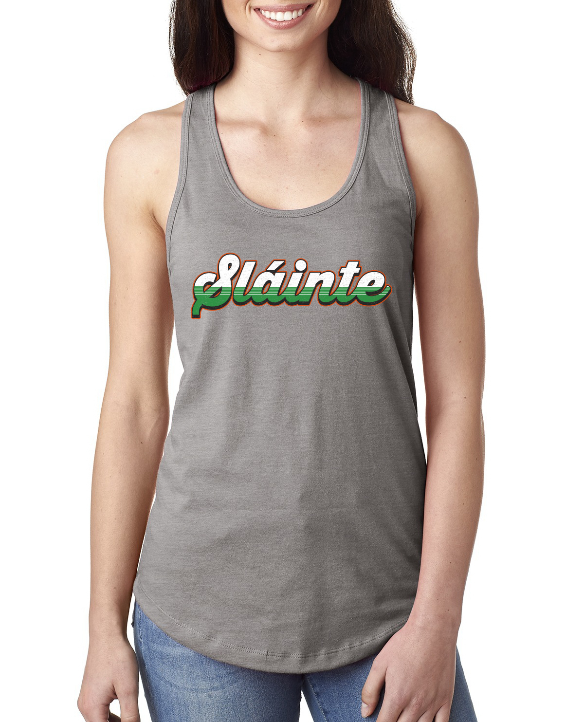 Slainte Vintage Irish Wordmark Ladies Racerback Tank Top - Picture 3 of 5