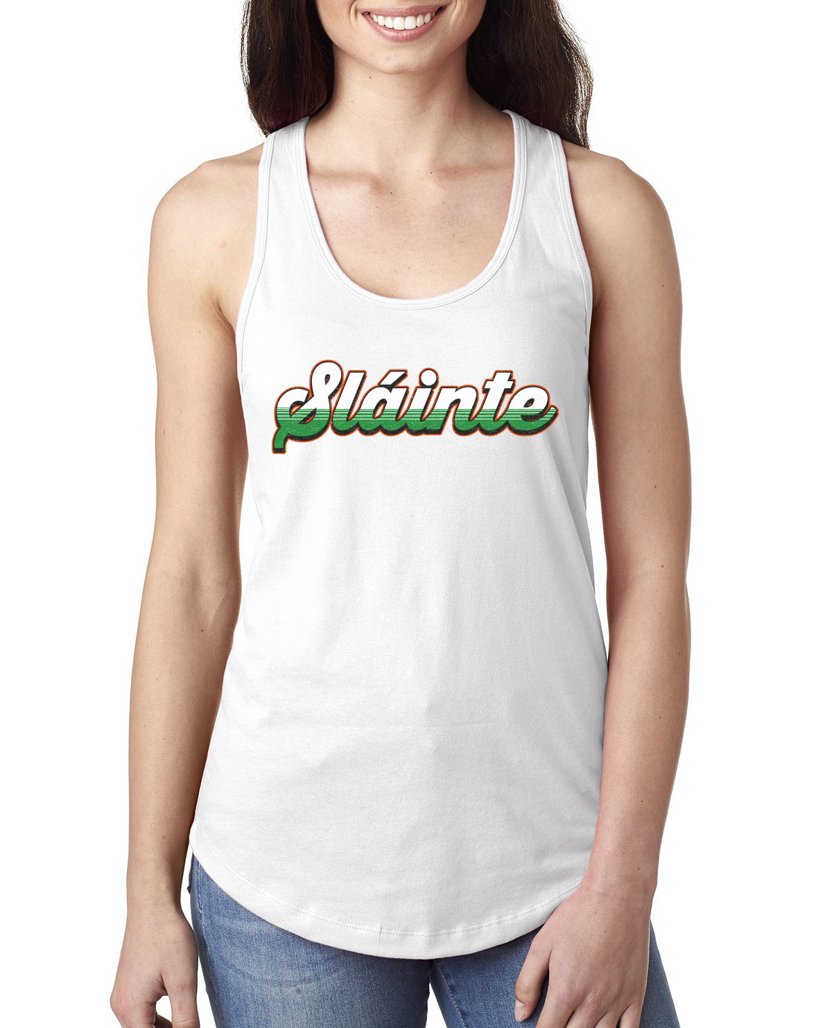 Slainte Vintage Irish Wordmark Ladies Racerback Tank Top - Picture 5 of 5