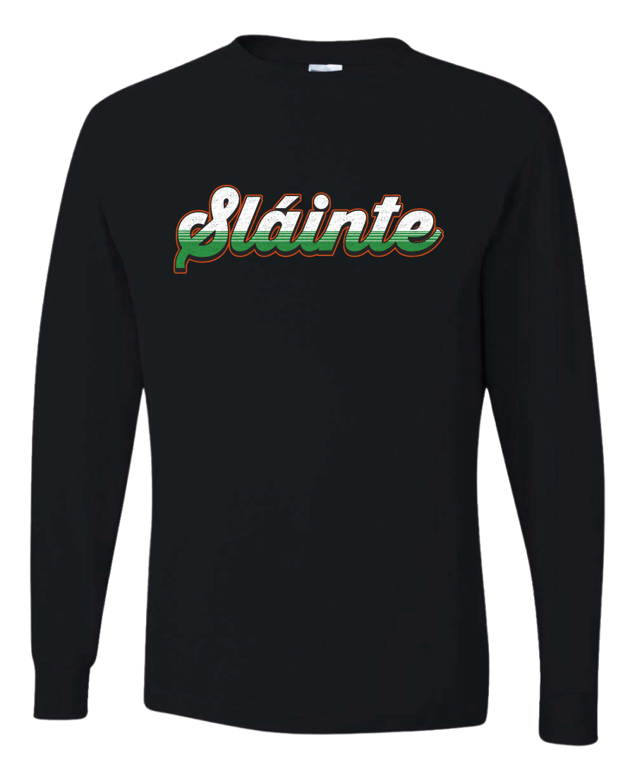 Slainte Vintage Irish Wordmark Mens Long Sleeve Shirt - Picture 2 of 6
