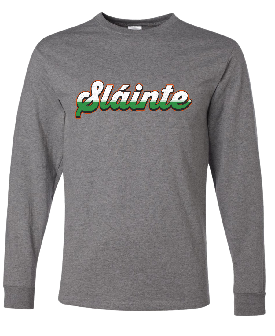 Slainte Vintage Irish Wordmark Mens Long Sleeve Shirt - Picture 4 of 6