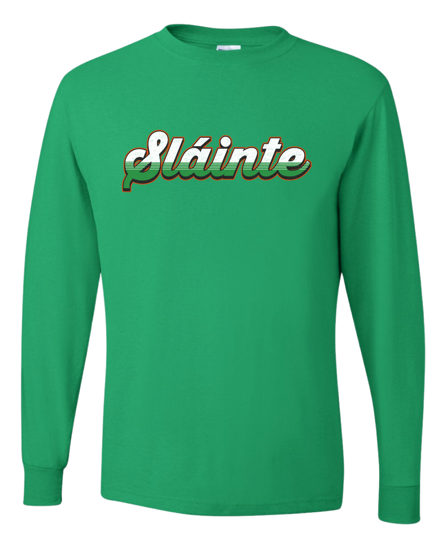 Slainte Vintage Irish Wordmark Mens Long Sleeve Shirt - Picture 5 of 6