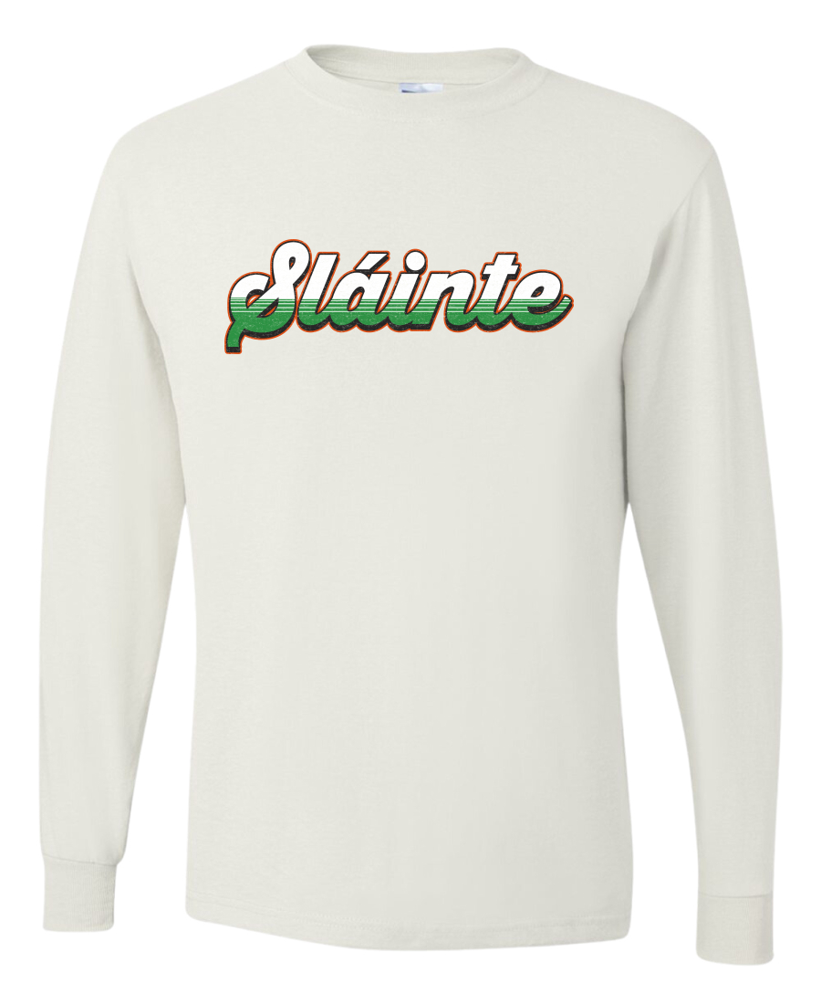 Slainte Vintage Irish Wordmark Mens Long Sleeve Shirt - Picture 6 of 6