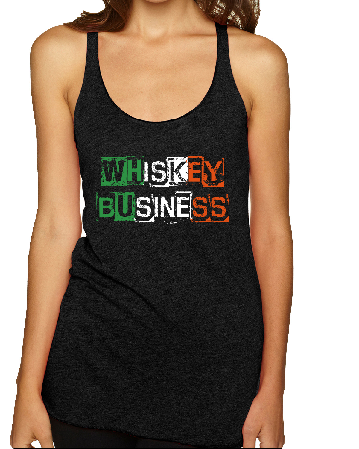 Whiskey Business Irish Ransom Note Tri-Blend Racerback Tank Top - Picture 2 of 2