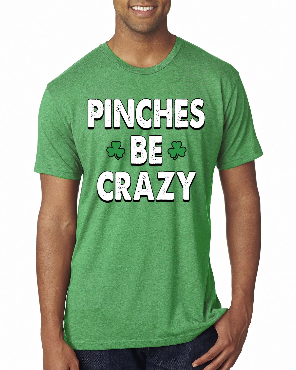 Pinches Be Crazy Clovers Mens Premium Tri Blend T-Shirt - Picture 2 of 4