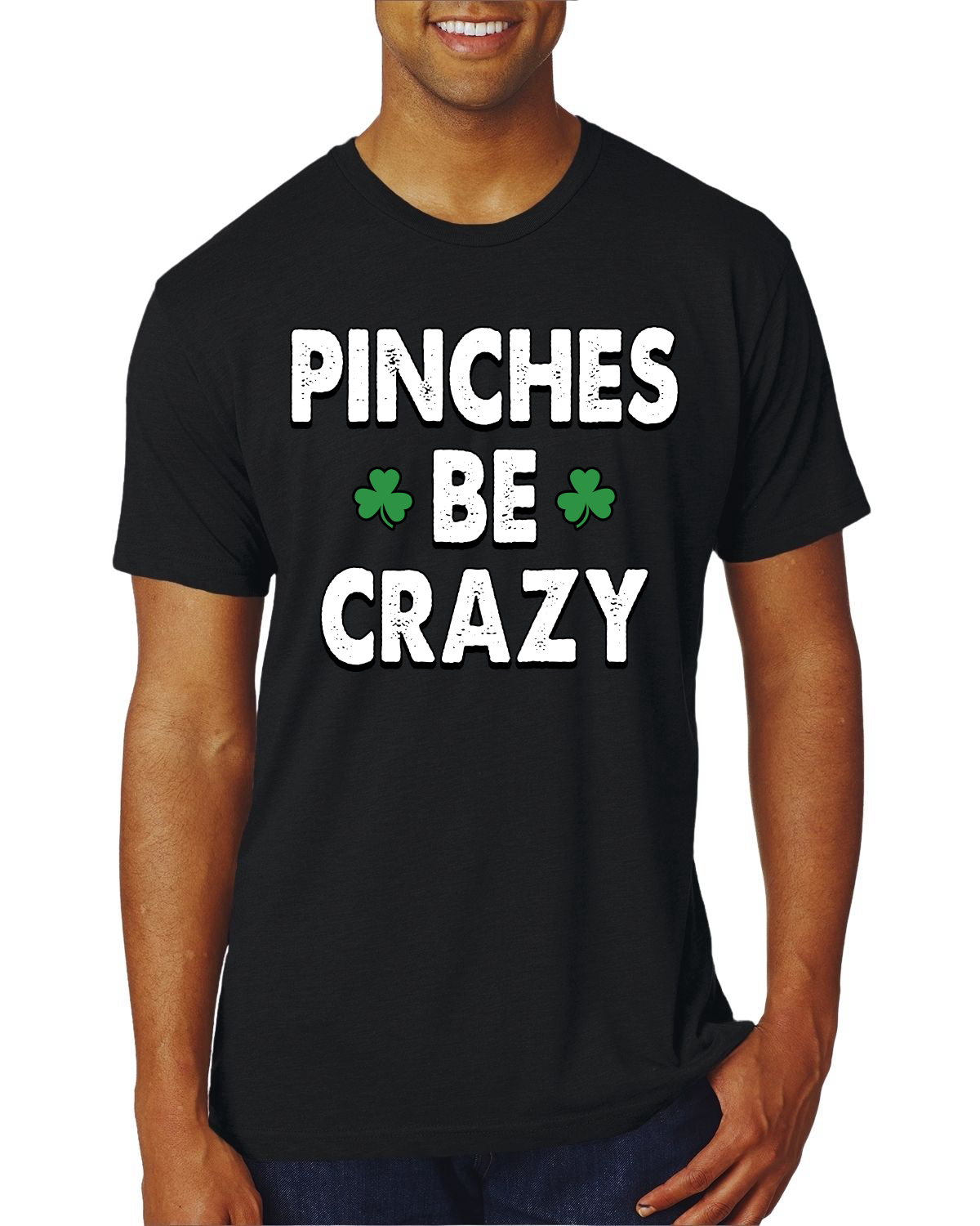 Pinches Be Crazy Clovers Mens Premium Tri Blend T-Shirt - Picture 3 of 4