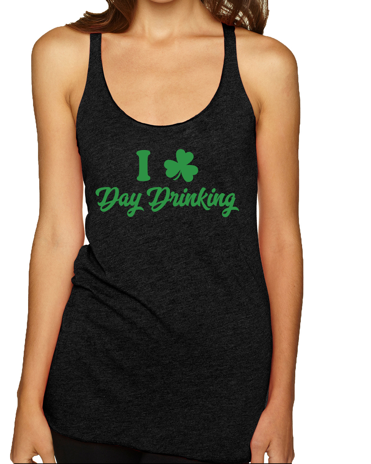 St.Patrick's Day Irish Pride Luck Collections Black Tri-Blend Racerback Tank Top - Picture 3 of 13