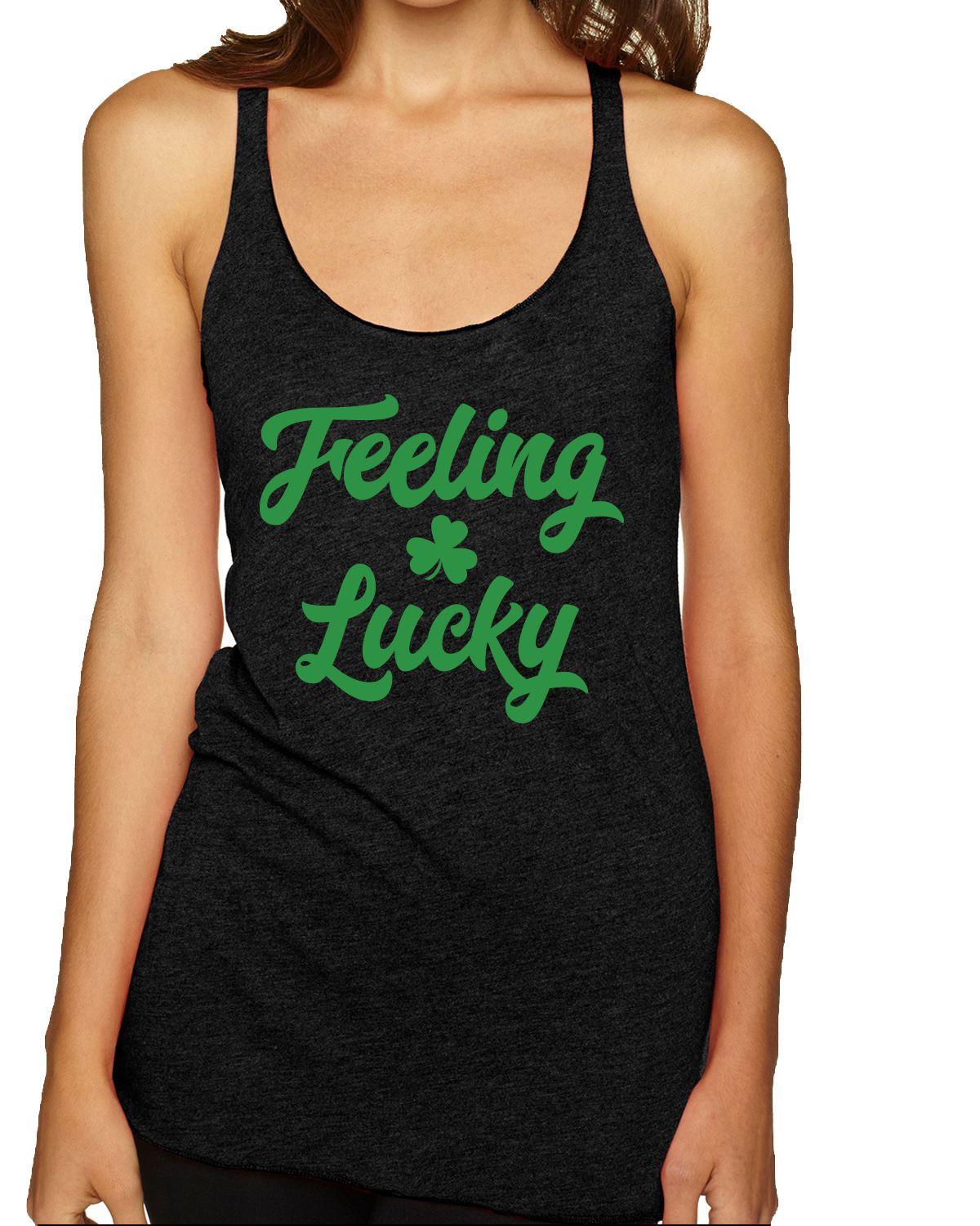 St.Patrick's Day Irish Pride Luck Collections Black Tri-Blend Racerback Tank Top - Picture 5 of 13
