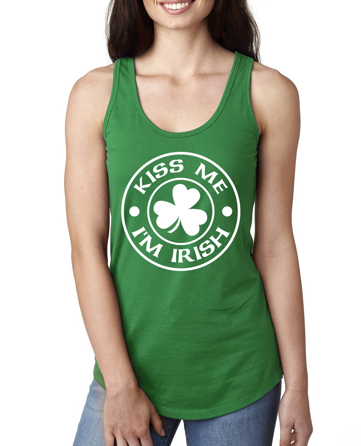 St.Patrick's Day Irish Pride Luck Collections Kelly Ladies Racerback Tank Top - Picture 10 of 13