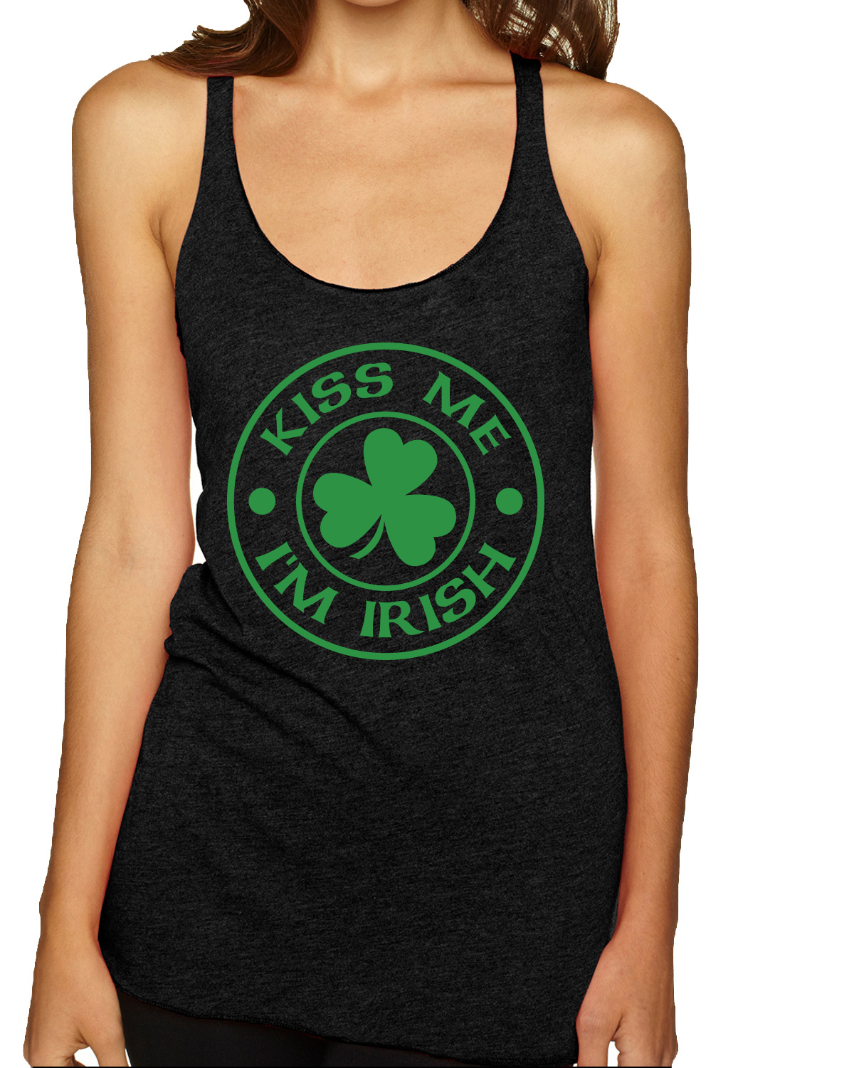 St.Patrick's Day Irish Pride Luck Collections Black Tri-Blend Racerback Tank Top - Picture 10 of 13