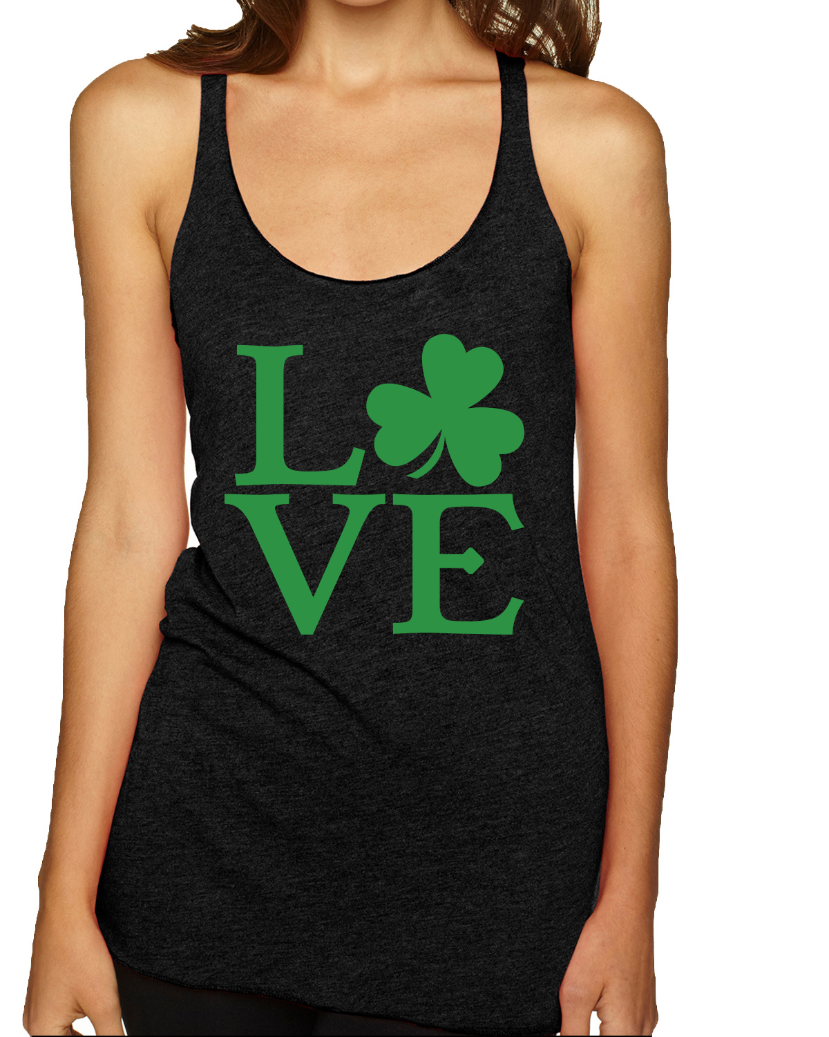 St.Patrick's Day Irish Pride Luck Collections Black Tri-Blend Racerback Tank Top - Picture 11 of 13