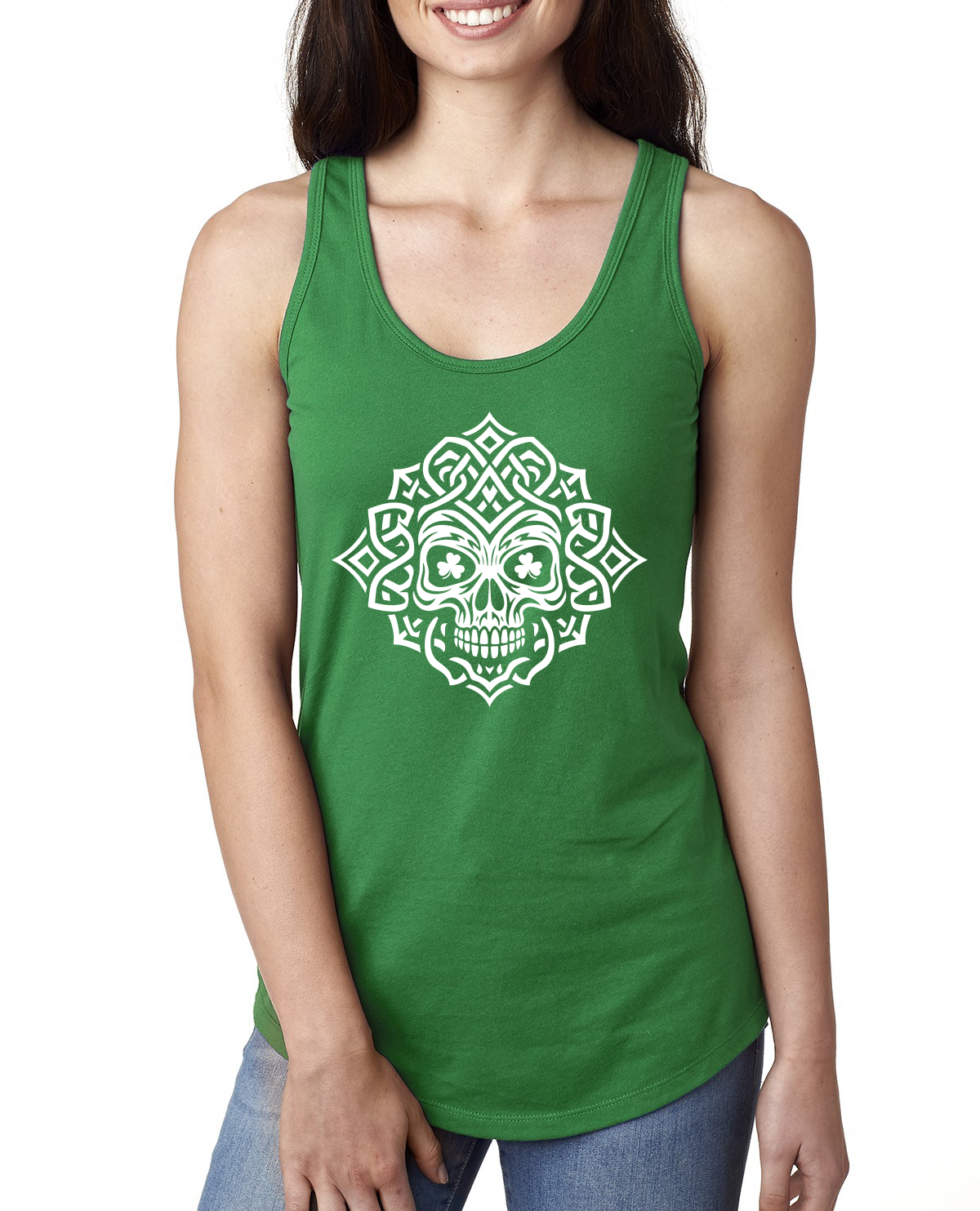 St.Patrick's Day Irish Pride Luck Collections Kelly Ladies Racerback Tank Top - Picture 12 of 13