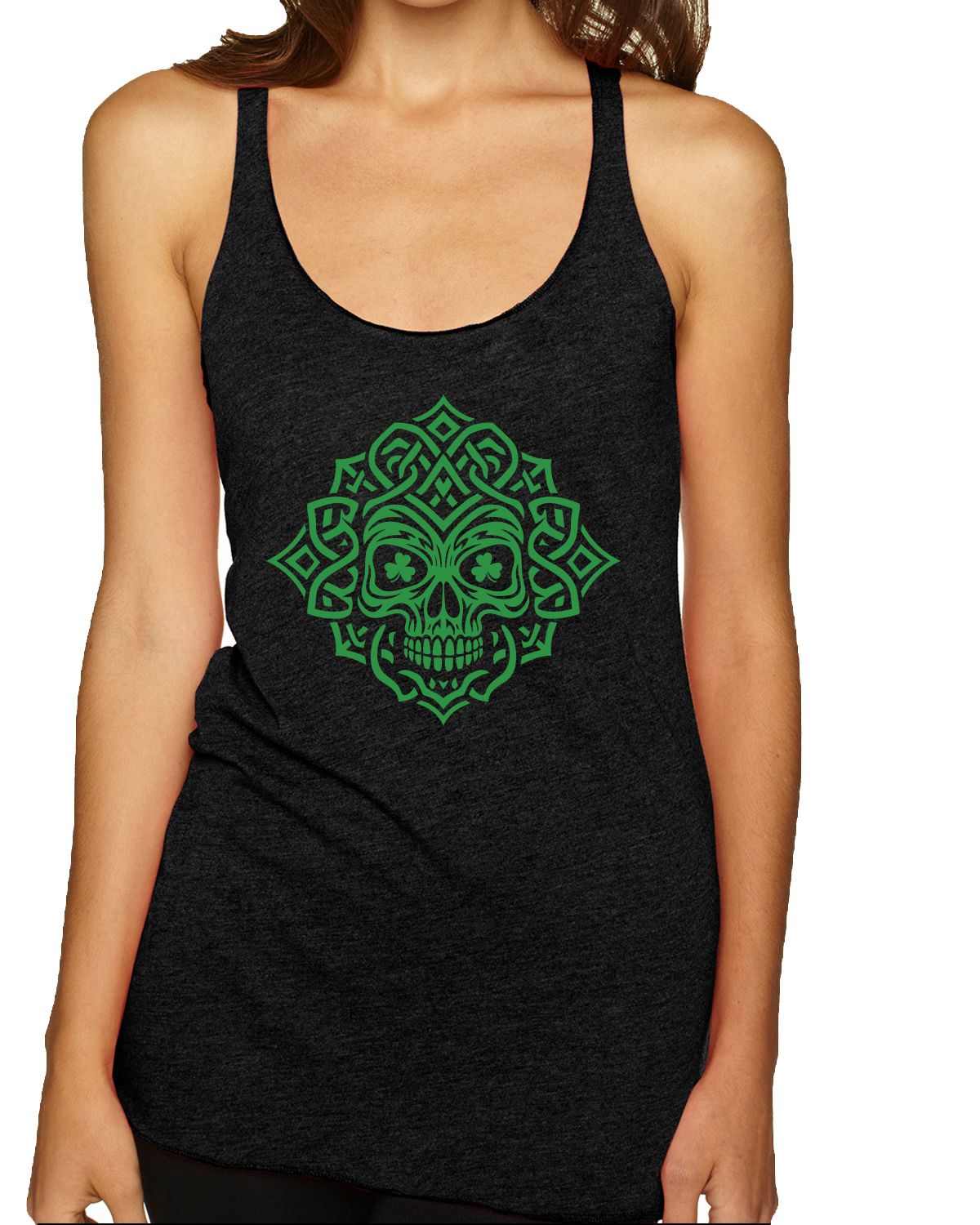 St.Patrick's Day Irish Pride Luck Collections Black Tri-Blend Racerback Tank Top - Picture 12 of 13