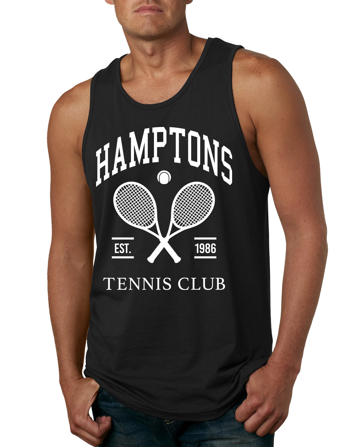 Top sin mangas Hamptons Tennis Club Est 1986 deportes para hombre - Imagen 3 de 5