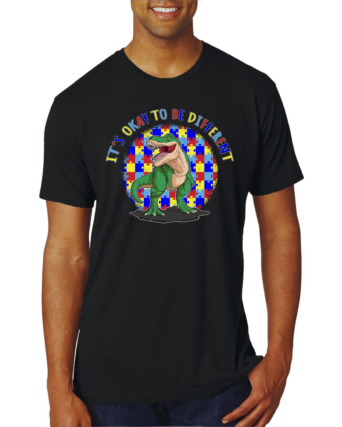 Its Okay to Be Different | Dinosaur Autism Awarness Mens Premium T-Shirt - Picture 14 of 17