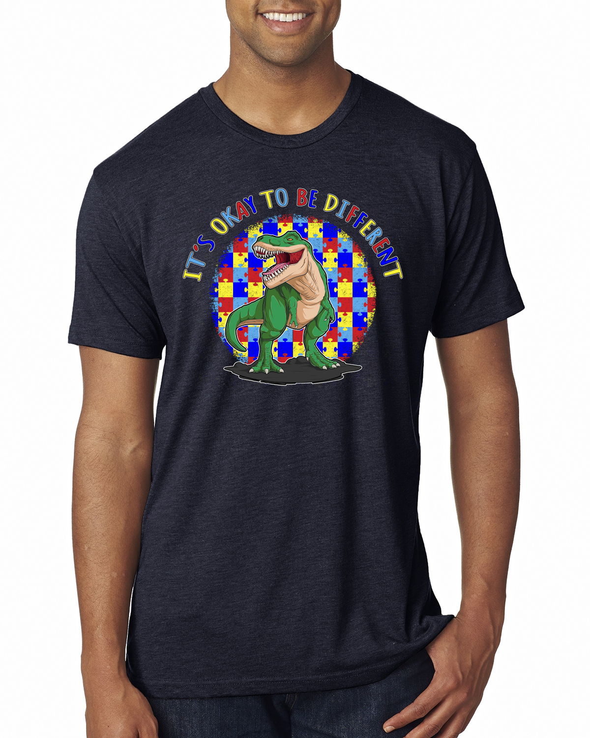 Its Okay to Be Different | Dinosaur Autism Awarness Mens Premium T-Shirt - Picture 8 of 17
