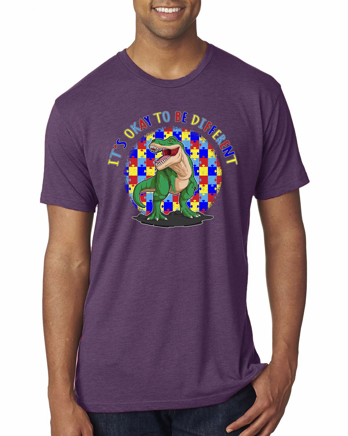 Its Okay to Be Different | Dinosaur Autism Awarness Mens Premium T-Shirt - Picture 9 of 17