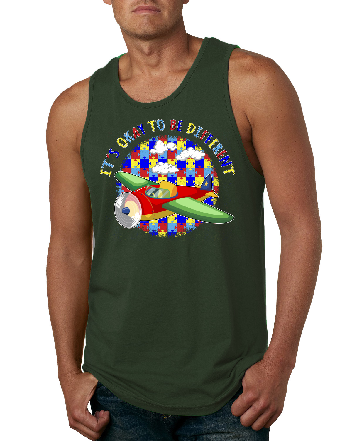 Its Okay to Be Different | Plane Autism Awarness Mens Tank Top - Picture 4 of 9