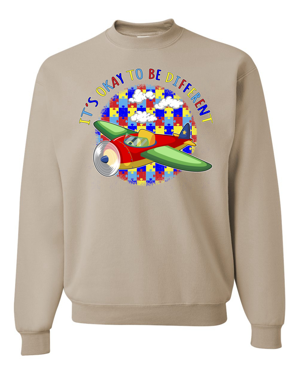 Its Okay to Be Different | Plane Autism Awarness Unisex Crewneck Sweatshirt - Picture 23 of 23