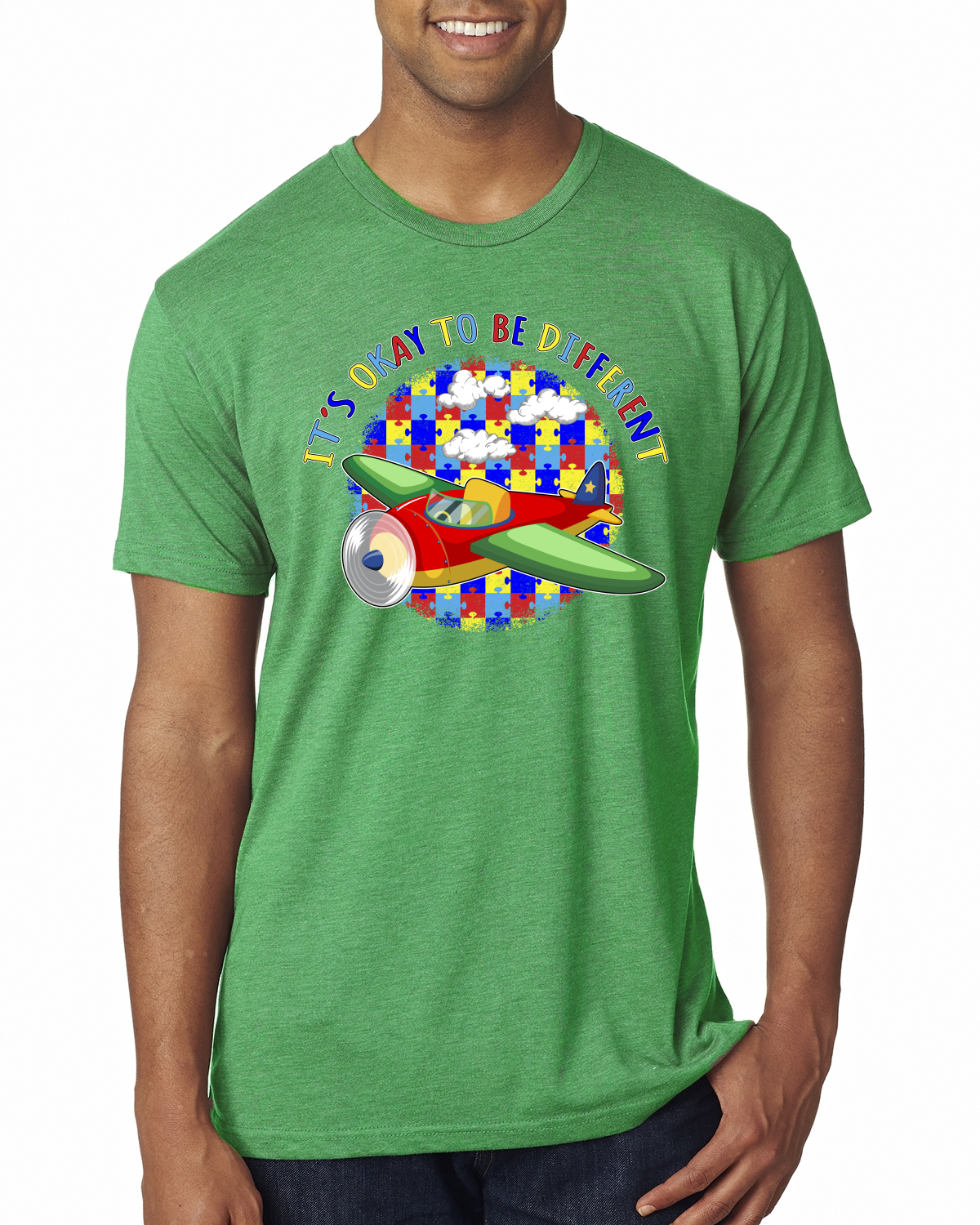 Its Okay to Be Different | Plane Autism Awarness Herren Premium Tri Mischung T-Shirt - Bild 4 von 17