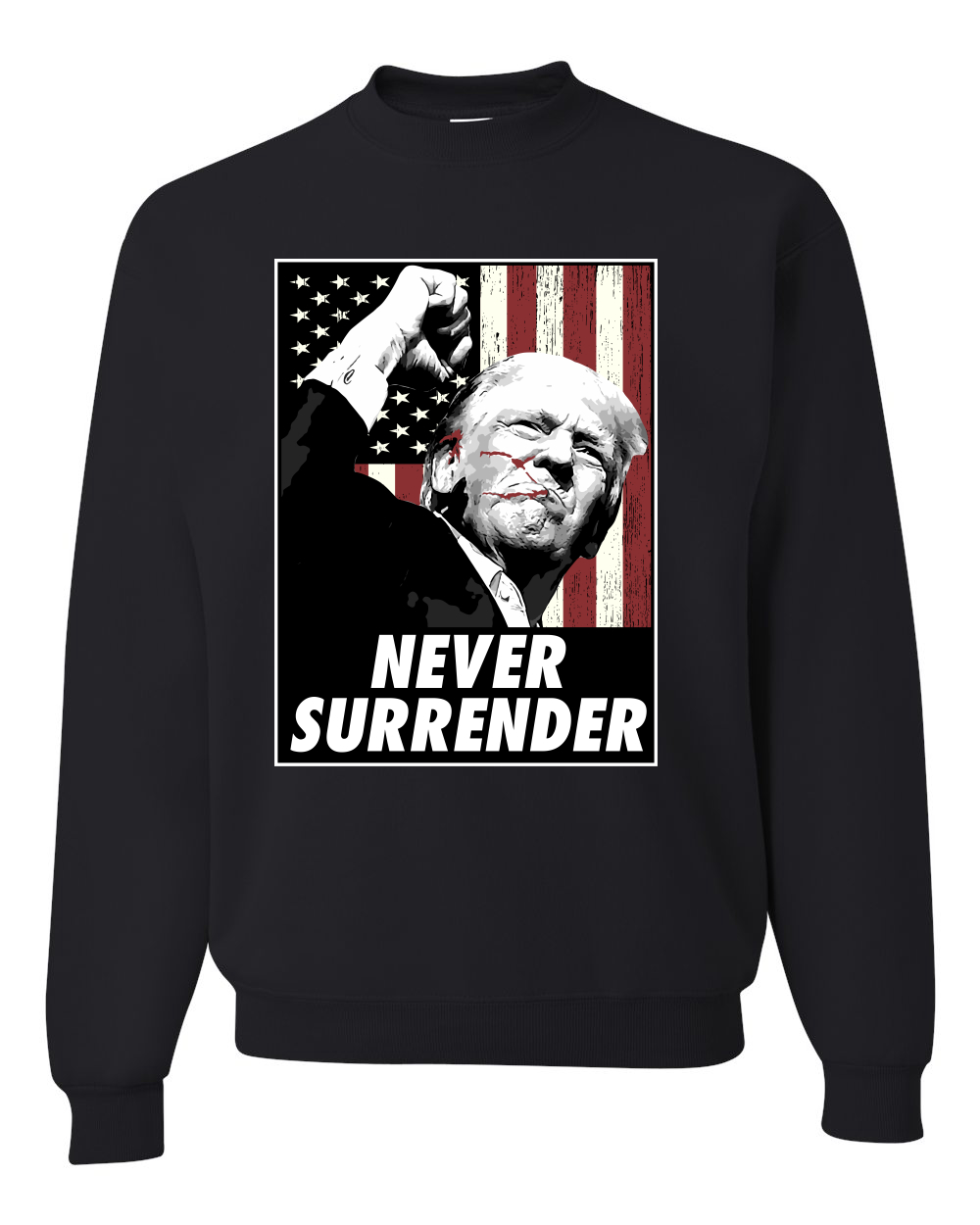 Sudadera Never Surrender Trump Shot 2024 Election Unisex Cuello Redondo - Imagen 3 de 8