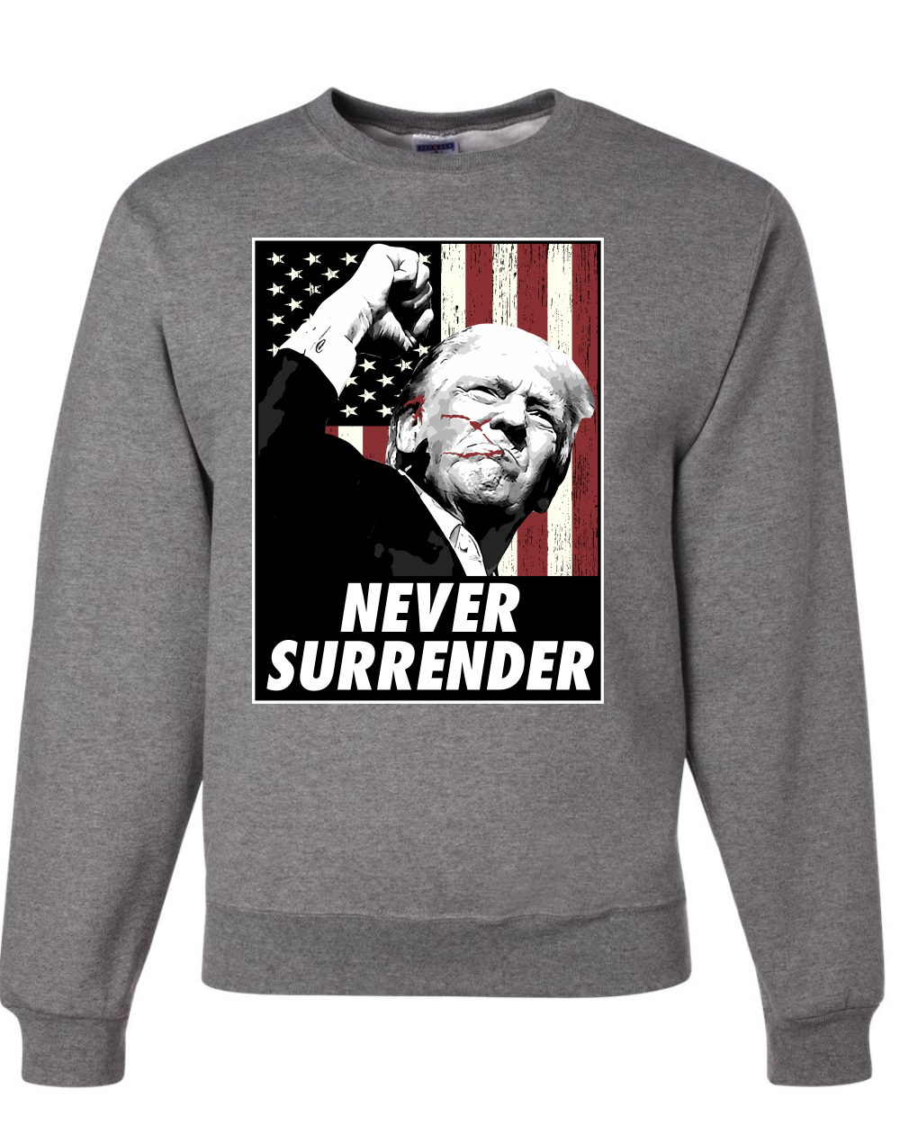 Sudadera Never Surrender Trump Shot 2024 Election Unisex Cuello Redondo - Imagen 4 de 8