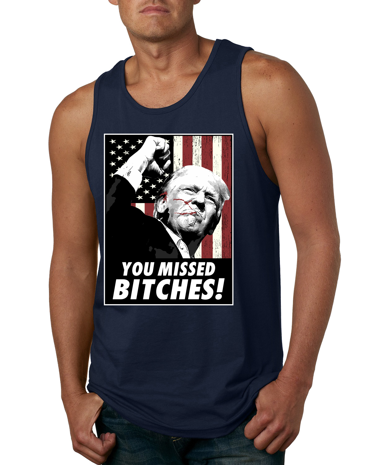 Camiseta sin mangas You Missed Bitches Trump Shot 2024 Election para hombre - Imagen 5 de 6