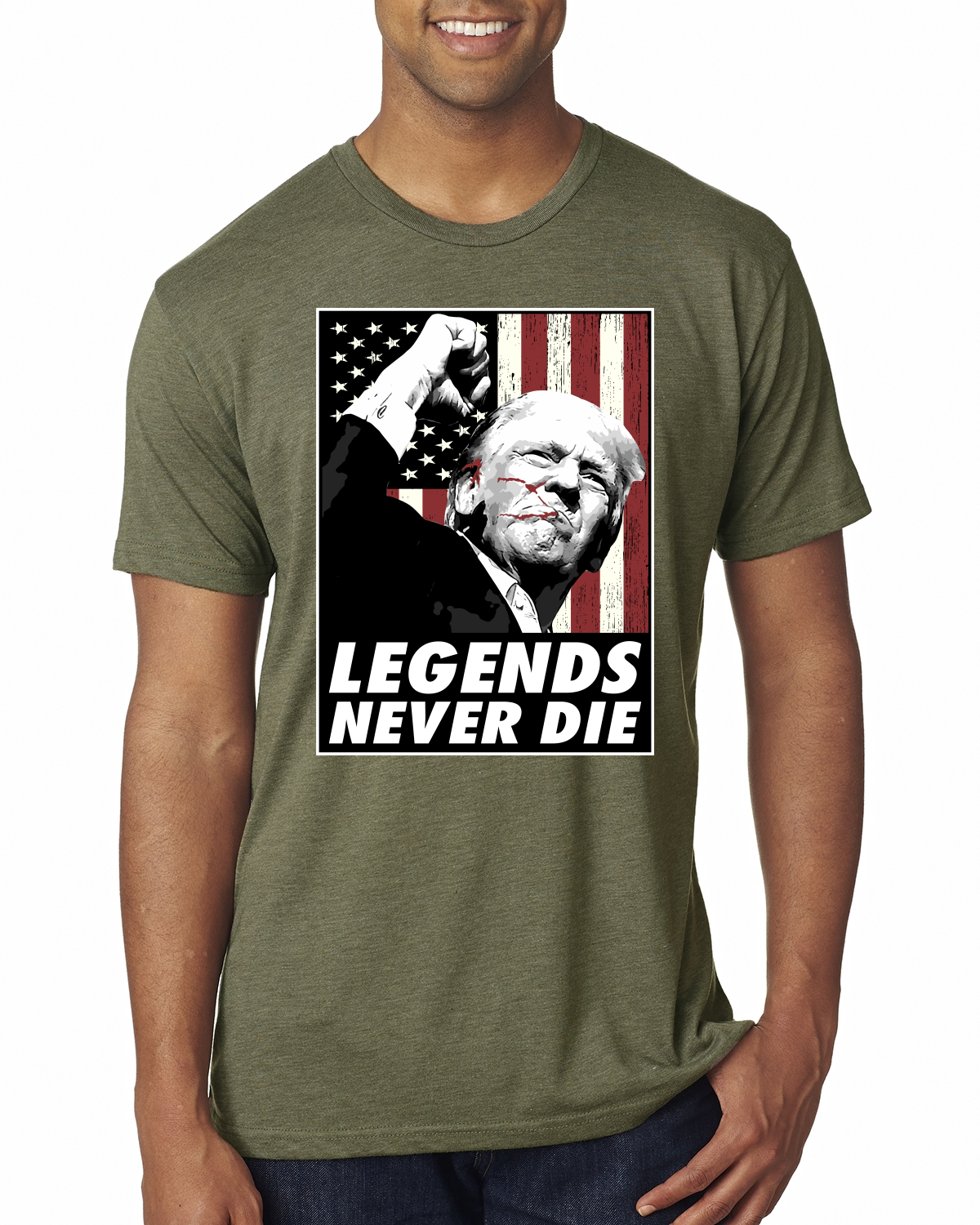 Legends Never Die Trump Shot 2024 Election Mens Premium T-Shirt - Picture 7 of 7