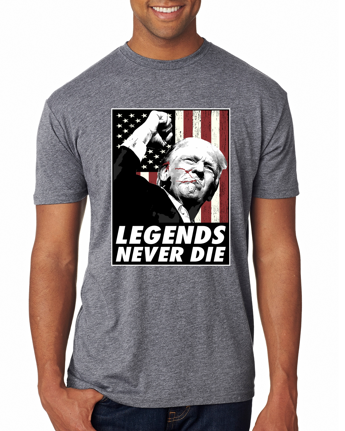 Legends Never Die Trump Shot 2024 Election Mens Premium T-Shirt - Picture 3 of 7