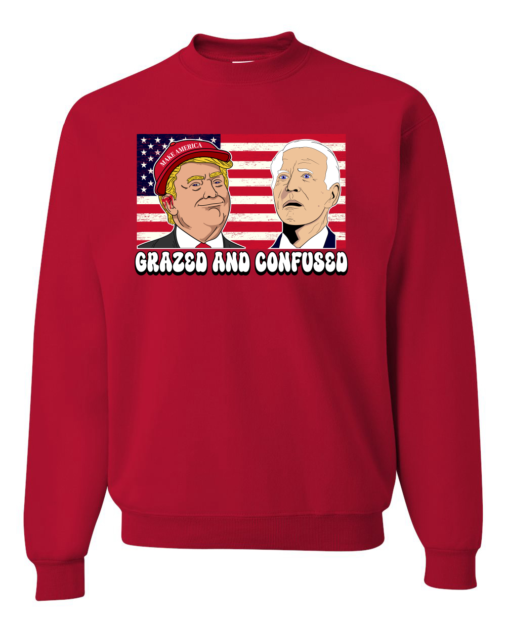 Sudadera cuello redondo unisex grazed and confused Trump Biden divertida película aturdida - Imagen 7 de 12