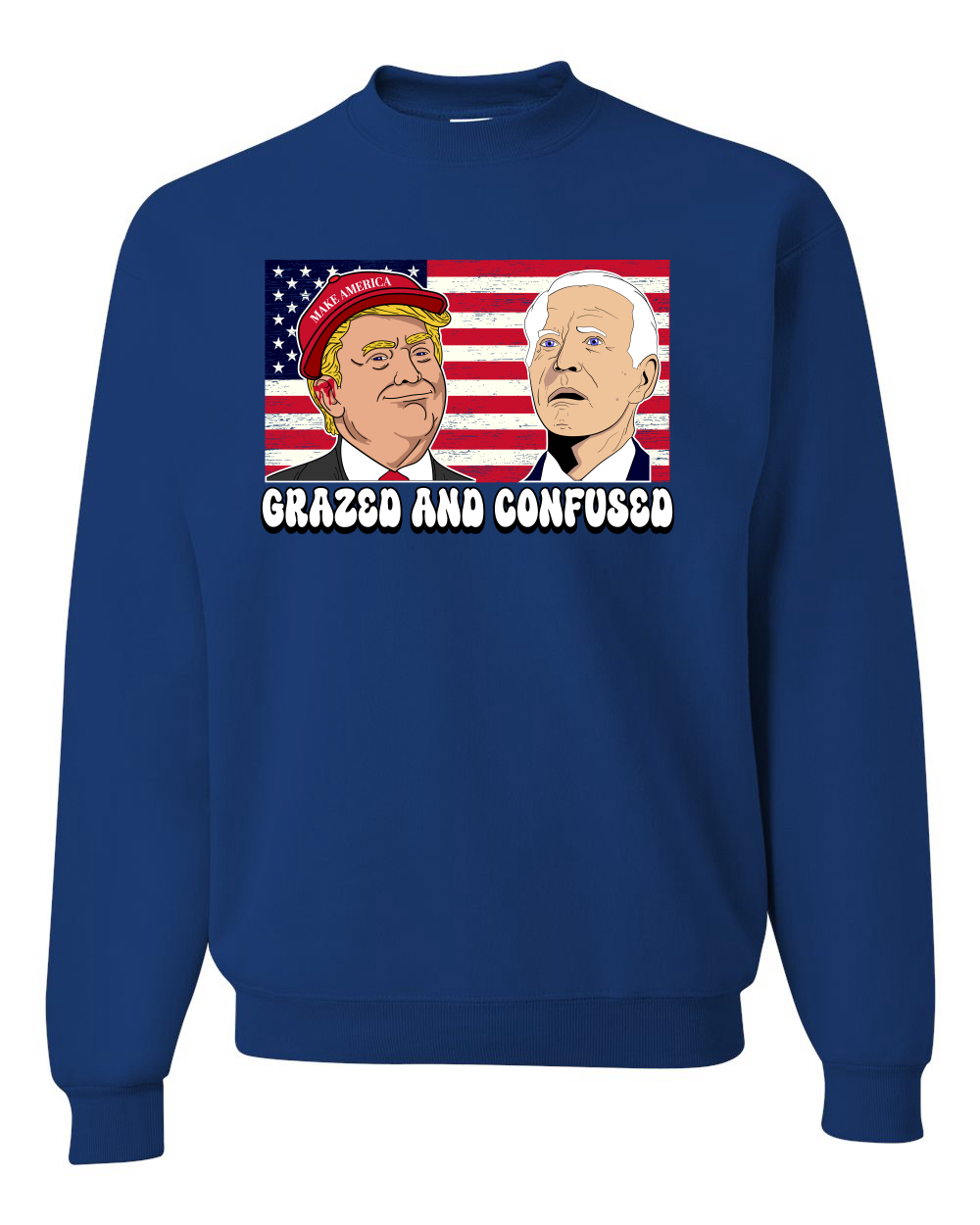 Sudadera cuello redondo unisex grazed and confused Trump Biden divertida película aturdida - Imagen 8 de 12