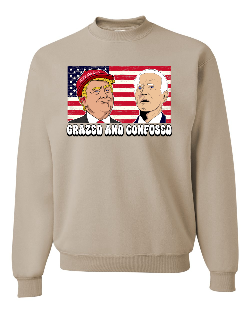 Sudadera cuello redondo unisex grazed and confused Trump Biden divertida película aturdida - Imagen 12 de 12