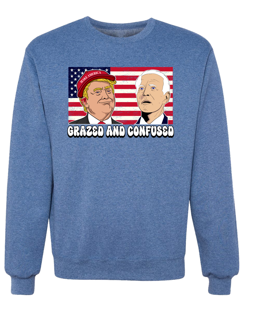 Sudadera cuello redondo unisex grazed and confused Trump Biden divertida película aturdida - Imagen 9 de 12