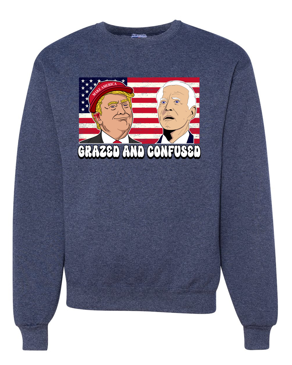 Sudadera cuello redondo unisex grazed and confused Trump Biden divertida película aturdida - Imagen 10 de 12