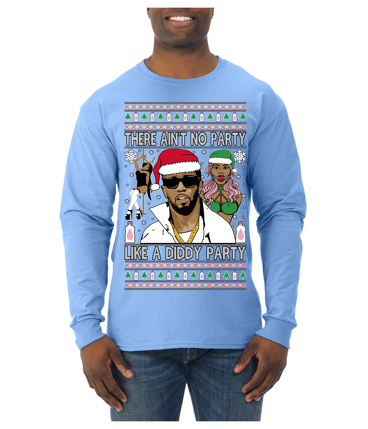 There Ain't No Party Like a Diddy Ugly Christmas Sweater Mens Long Sleeve - Picture 16 of 16